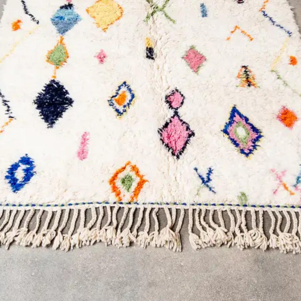 Handmade Azilal Berber Rug: Colorful Moroccan Wool Rug