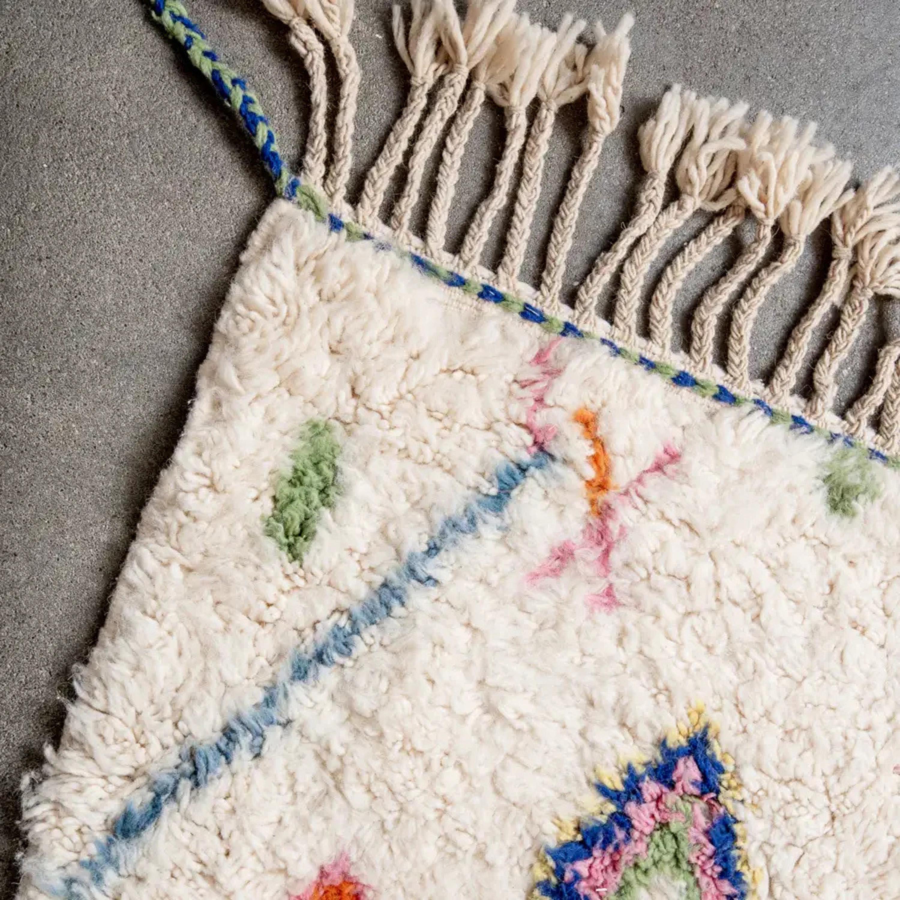 Handmade Azilal Berber Rug: Colorful Moroccan Wool Rug