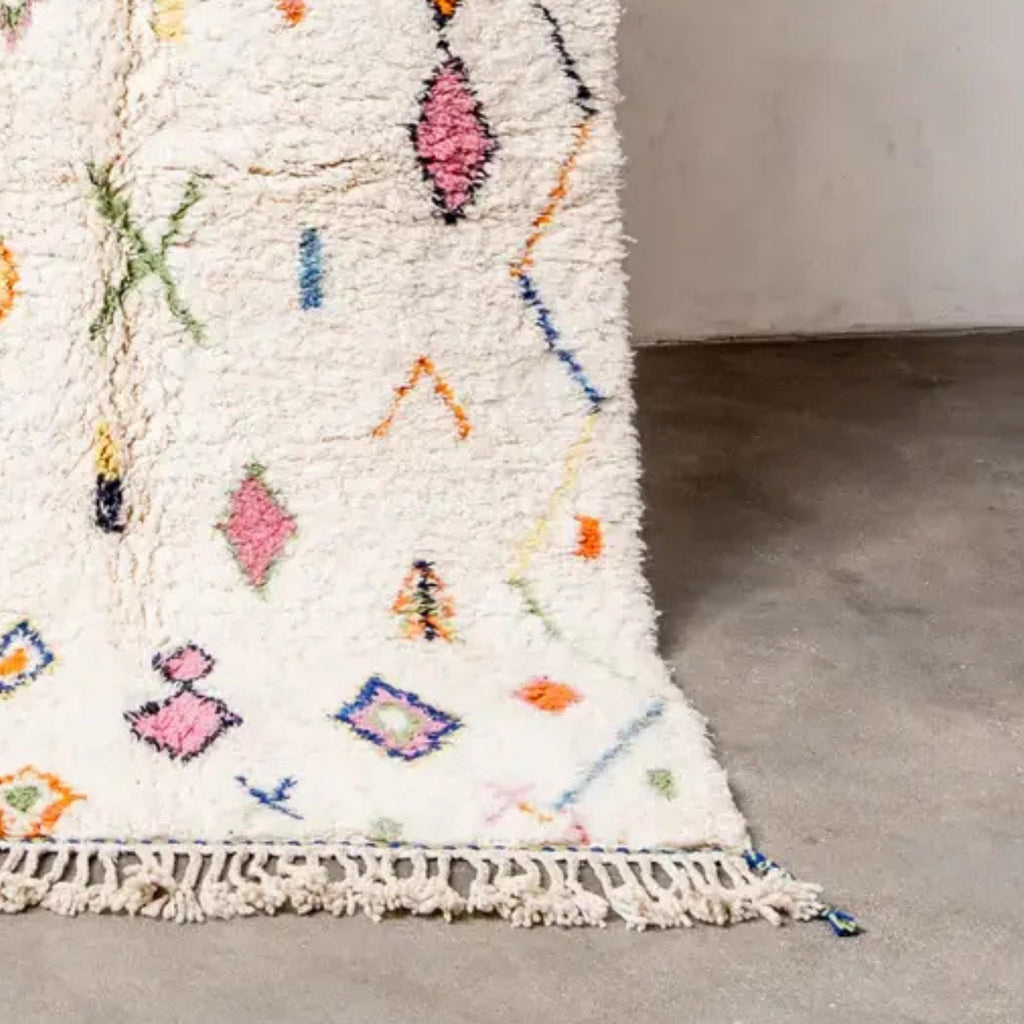 Handmade Azilal Berber Rug: Colorful Moroccan Wool Rug