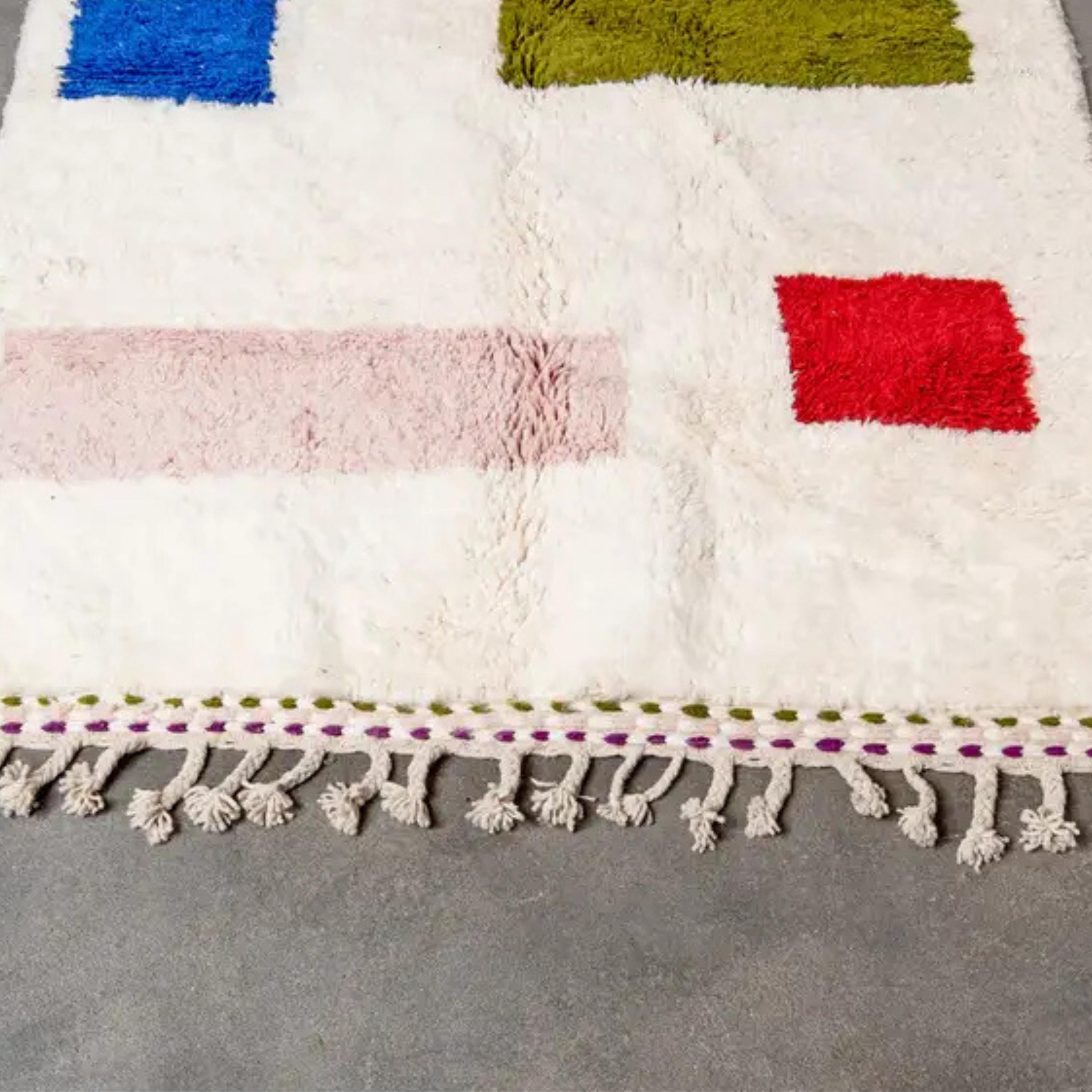 Colorful Wool Beni Ouarain Rug: Authentic Moroccan Berber Rug