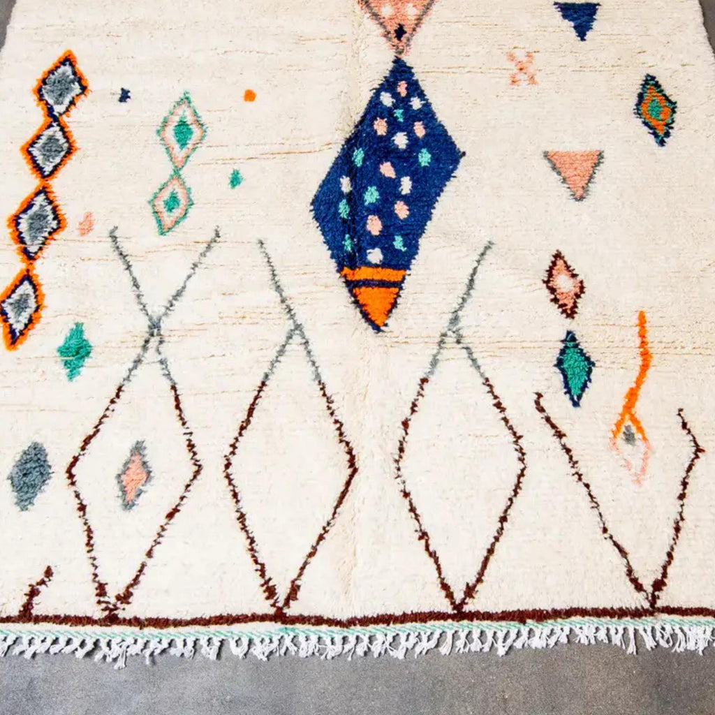 Handmade Orange Berber Wool Rug:  Moroccan Rug