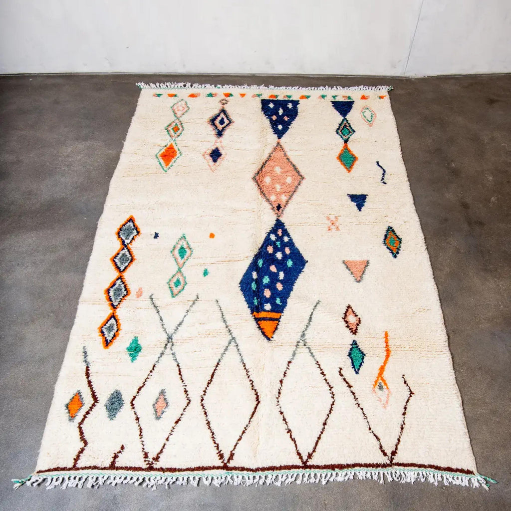 Handmade Orange Berber Wool Rug:  Moroccan Rug