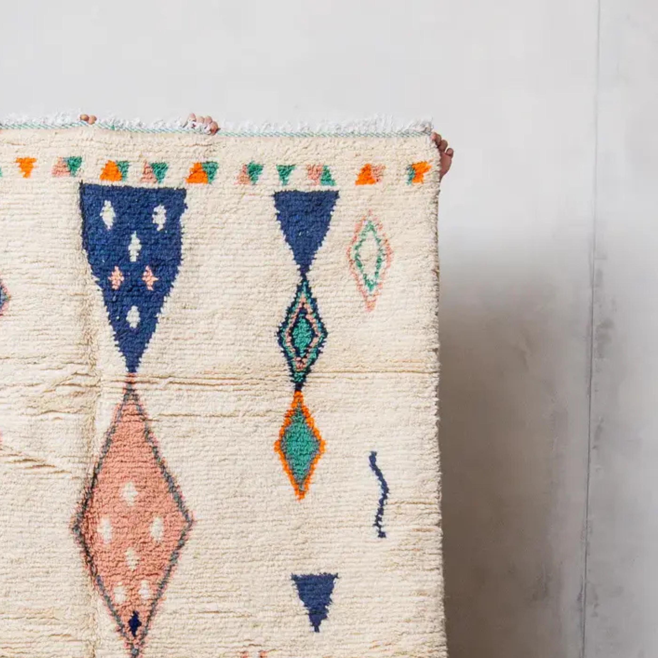 Handmade Orange Berber Wool Rug:  Moroccan Rug