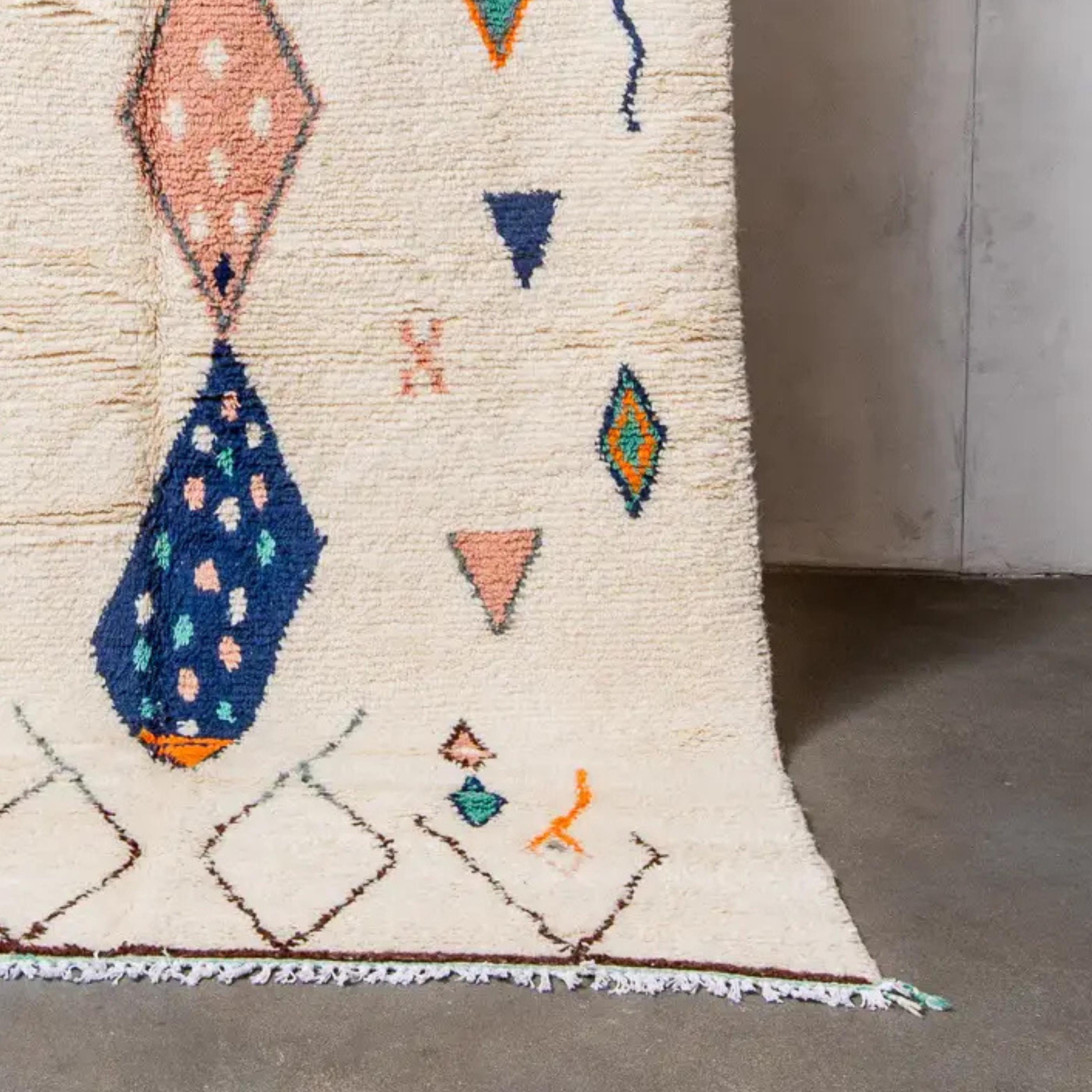 Handmade Orange Berber Wool Rug:  Moroccan Rug