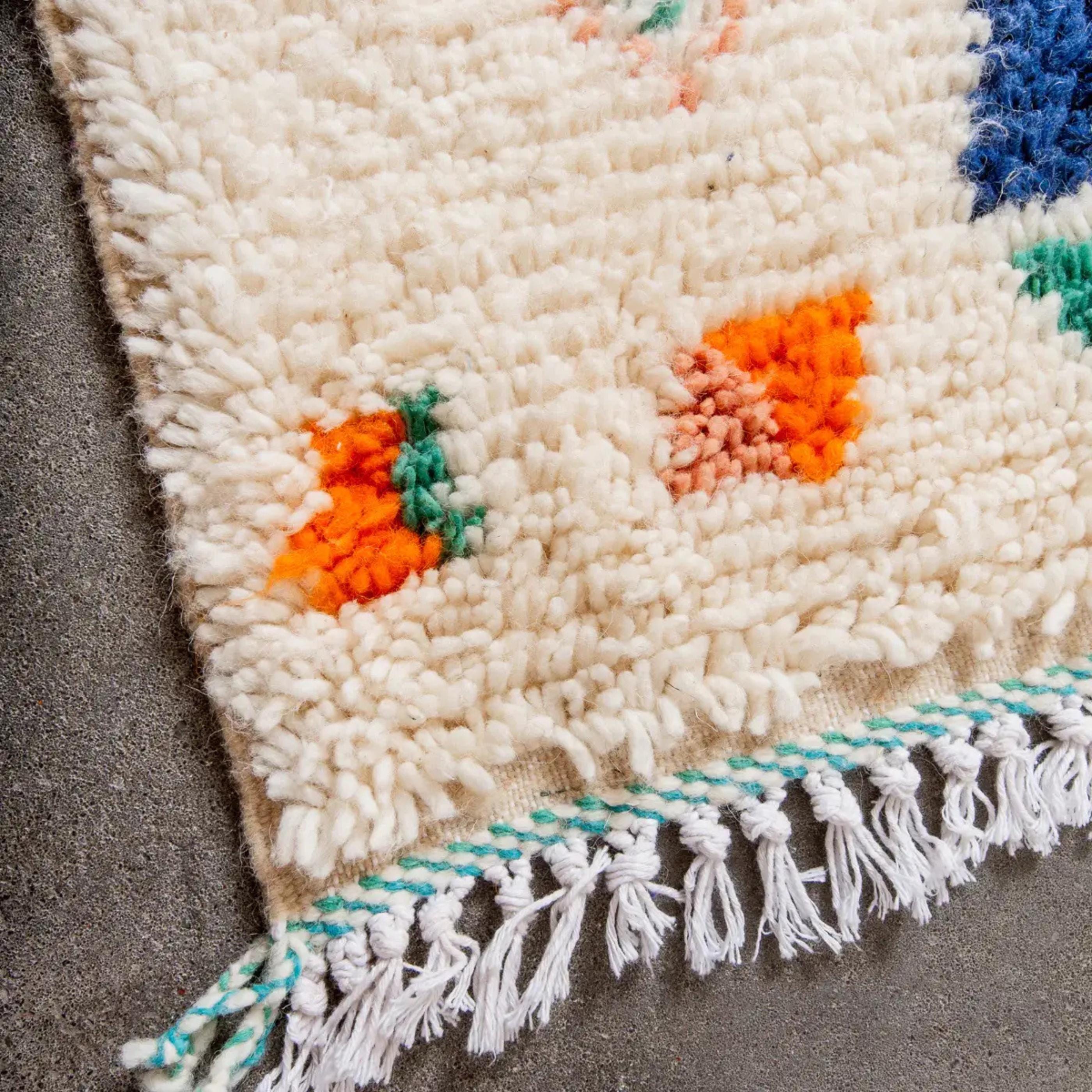 Handmade Orange Berber Wool Rug:  Moroccan Rug
