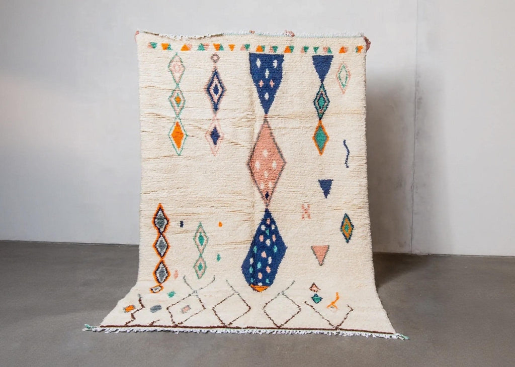 Handmade Orange Berber Wool Rug:  Moroccan Rug