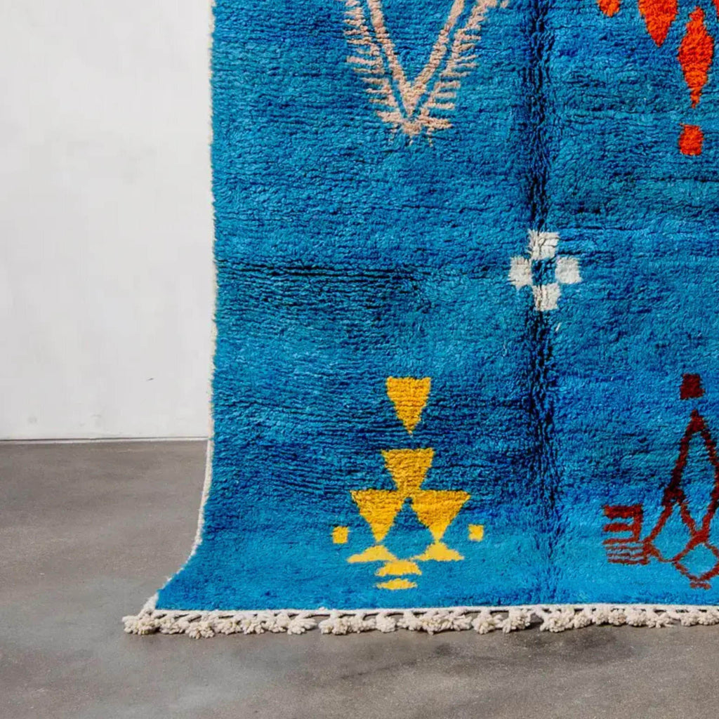 Moroccan rug handmade carpet: Berber Blue Moroccan Decor