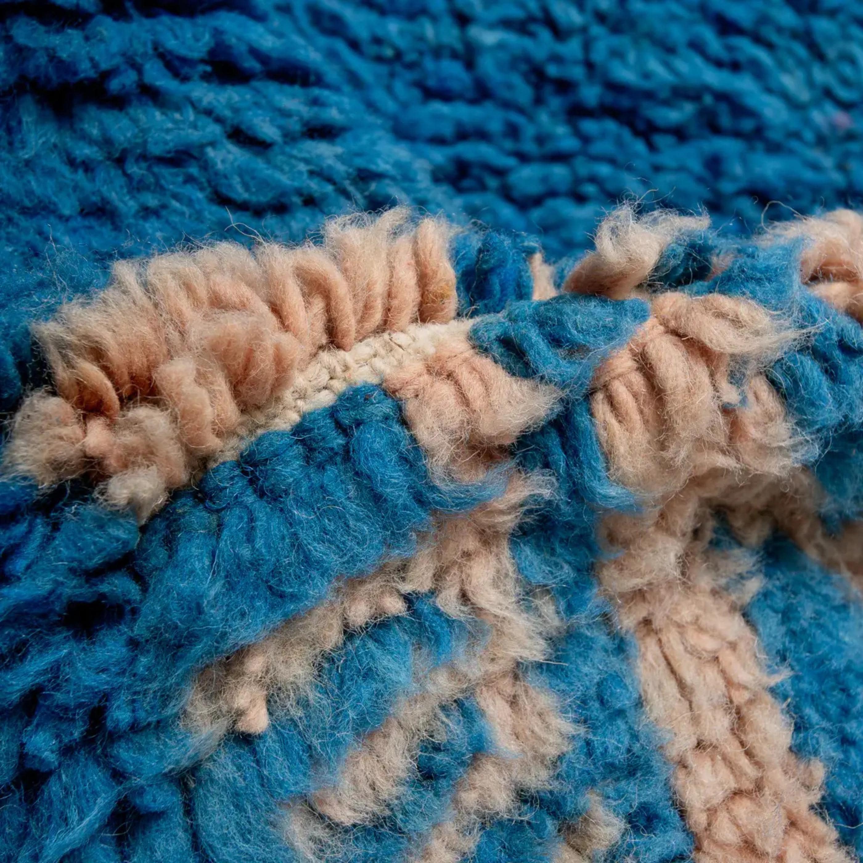 Moroccan rug handmade carpet: Berber Blue Moroccan Decor