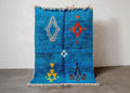 Moroccan rug handmade carpet: Berber Blue Moroccan Decor