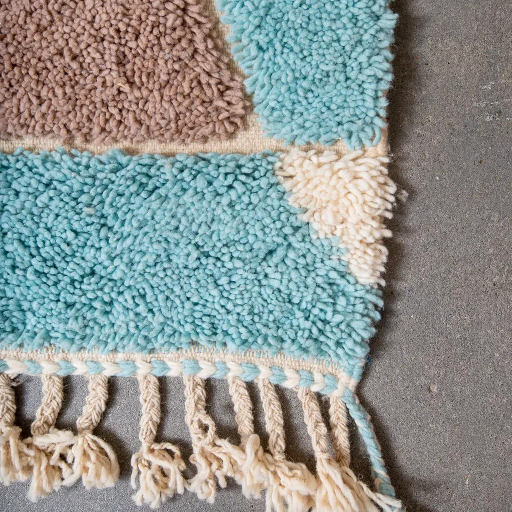 Blue Brown Moroccan Kilim Rug: Authentic Wool Berber Design