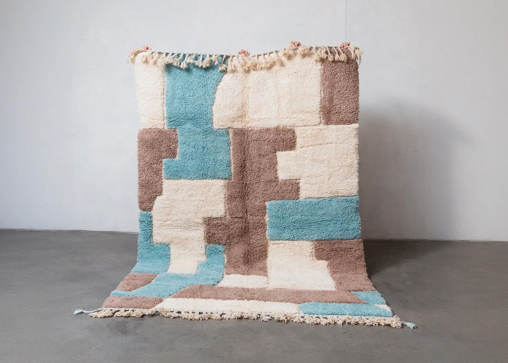 Blue Brown Moroccan Kilim Rug: Authentic Wool Berber Design