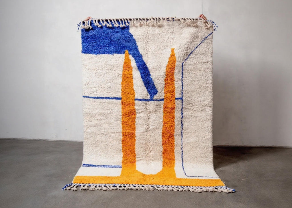 Handwoven Beni Ourain Moroccan Rug: Orange Berber Wool, Custom Size