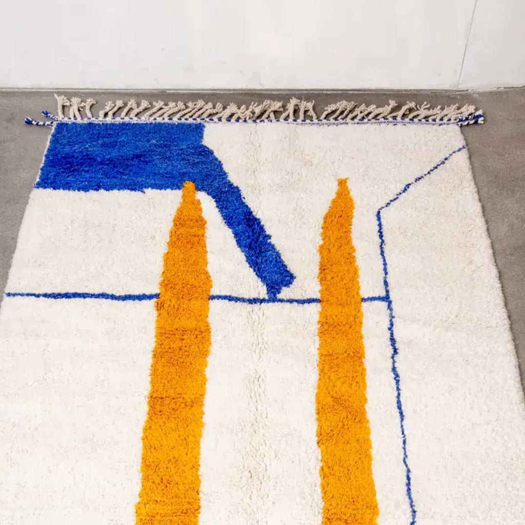 Handwoven Beni Ourain Moroccan Rug: Orange Berber Wool, Custom Size