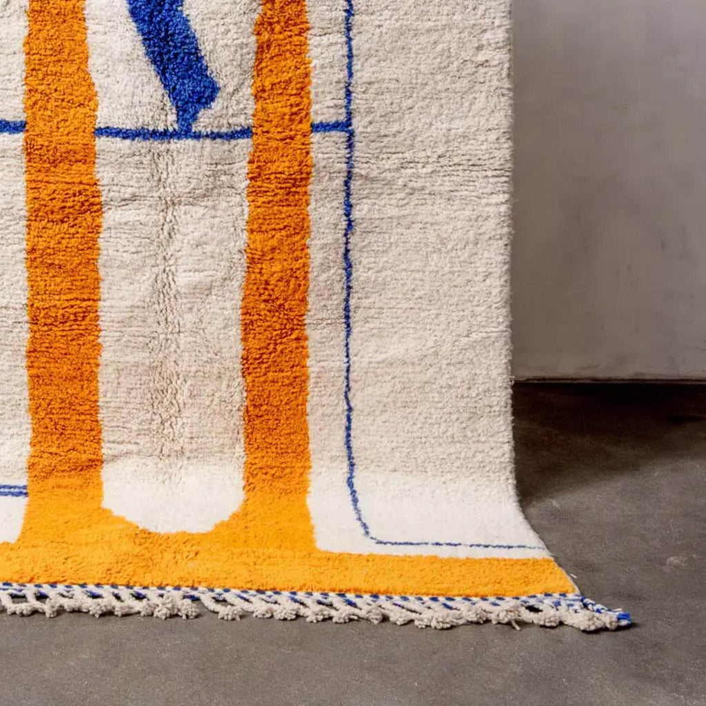 Handwoven Beni Ourain Moroccan Rug: Orange Berber Wool, Custom Size