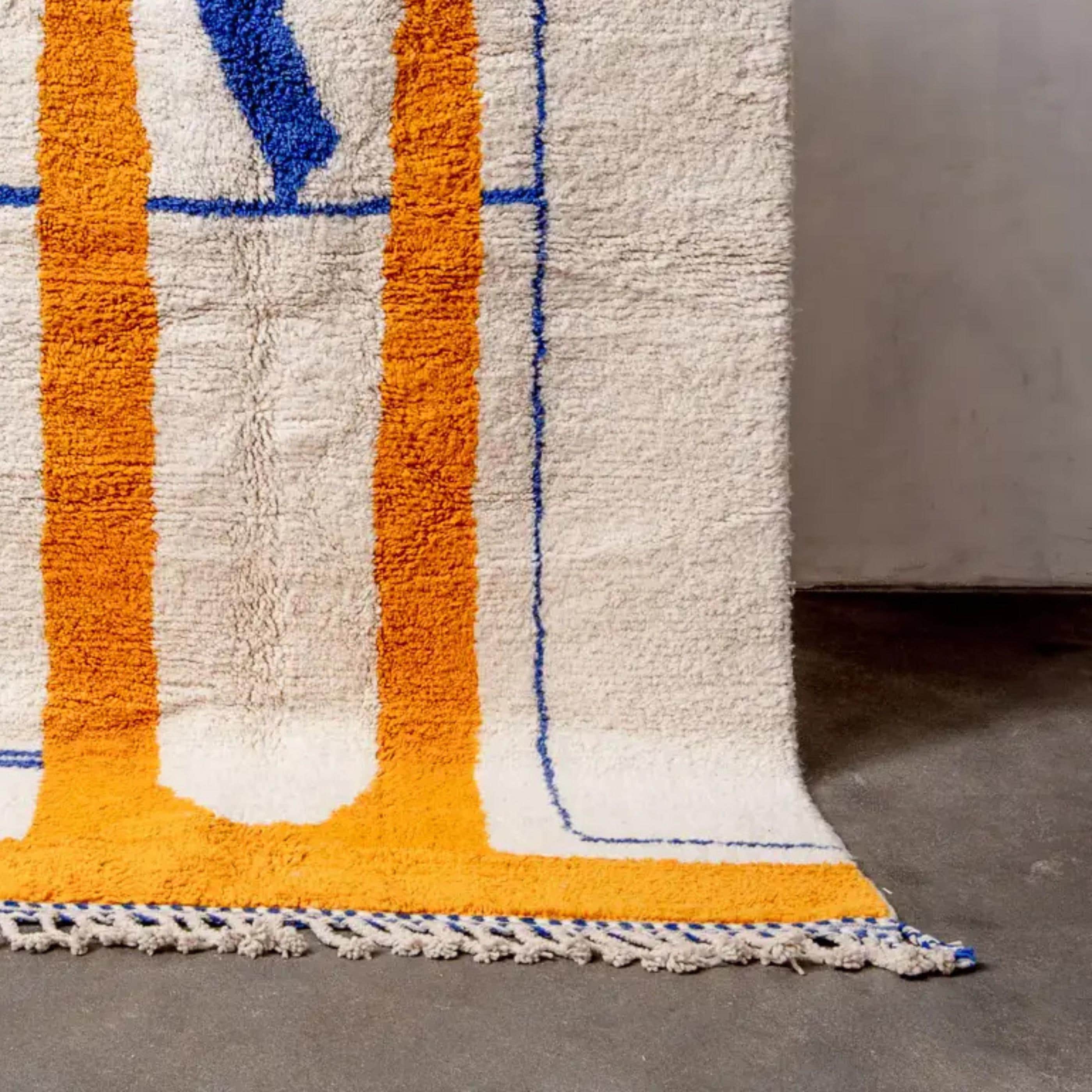 Handwoven Beni Ourain Moroccan Rug: Orange Berber Wool, Custom Size