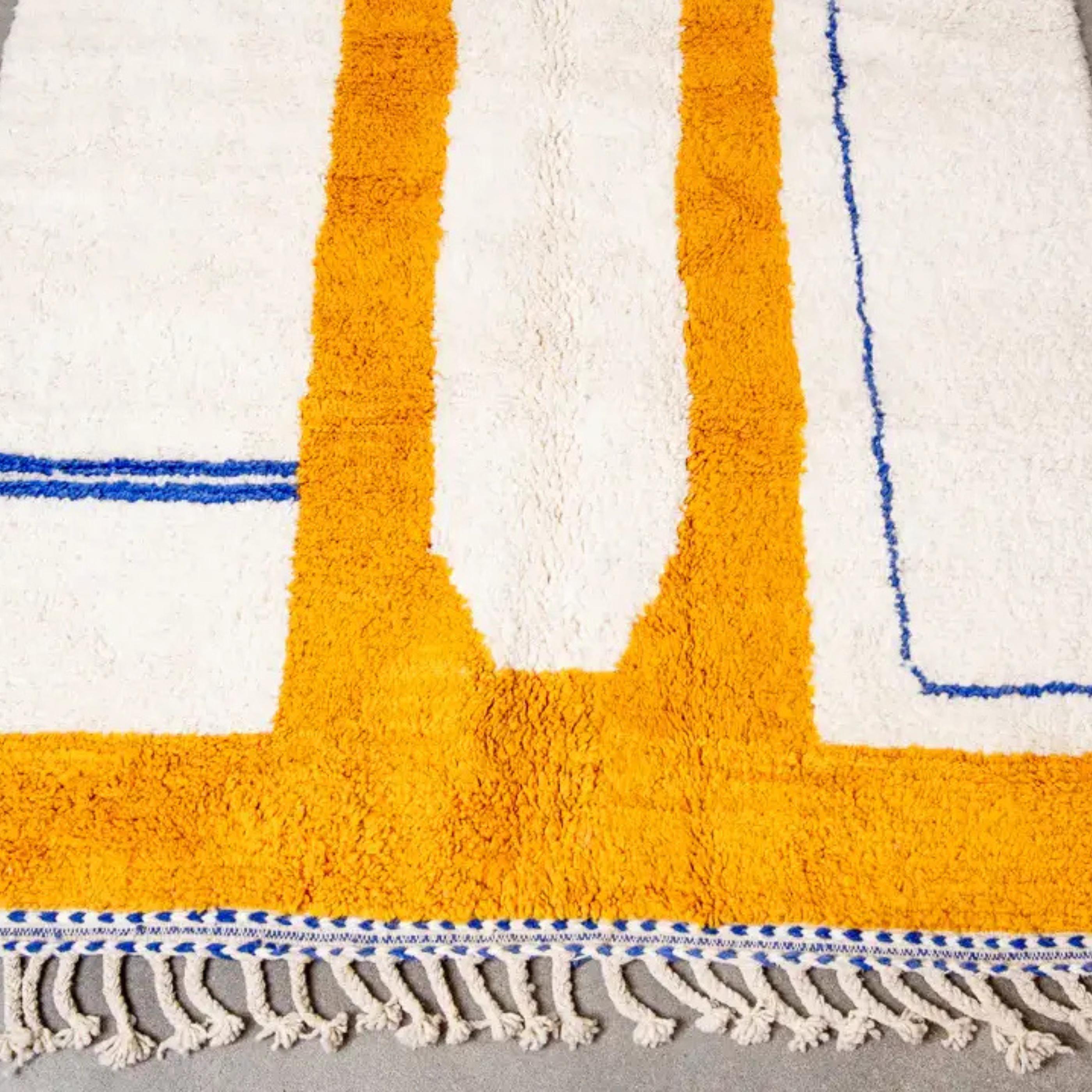 Handwoven Beni Ourain Moroccan Rug: Orange Berber Wool, Custom Size