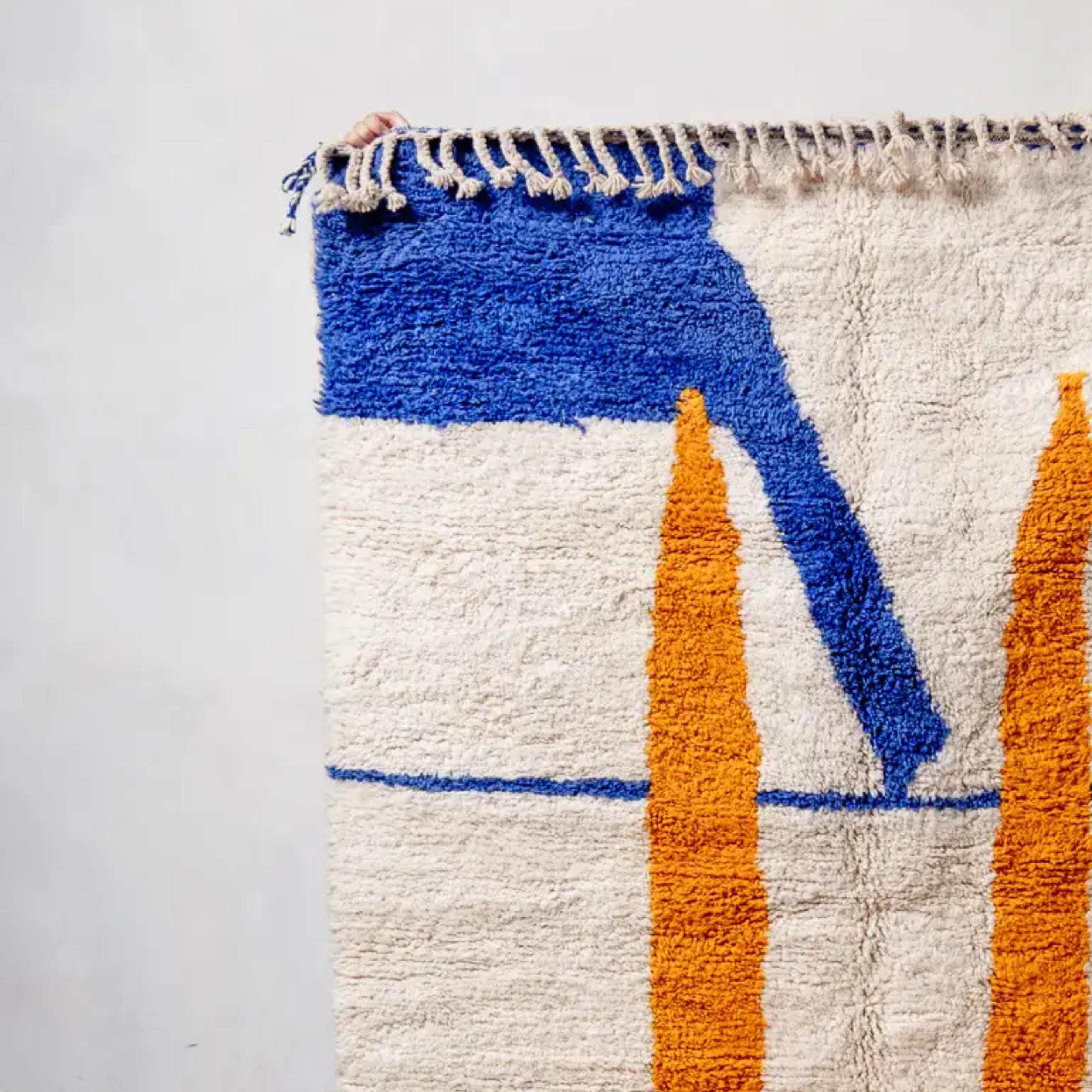 Handwoven Beni Ourain Moroccan Rug: Orange Berber Wool, Custom Size