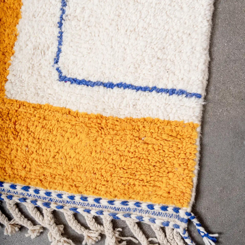 Handwoven Beni Ourain Moroccan Rug: Orange Berber Wool, Custom Size