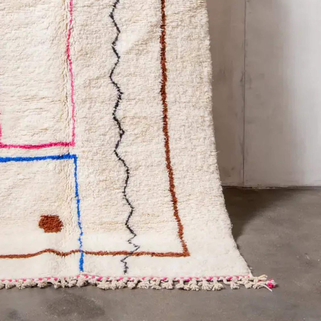 Handwoven Moroccan Wool Rug: Beni Ourain Style, US Import Duty Free