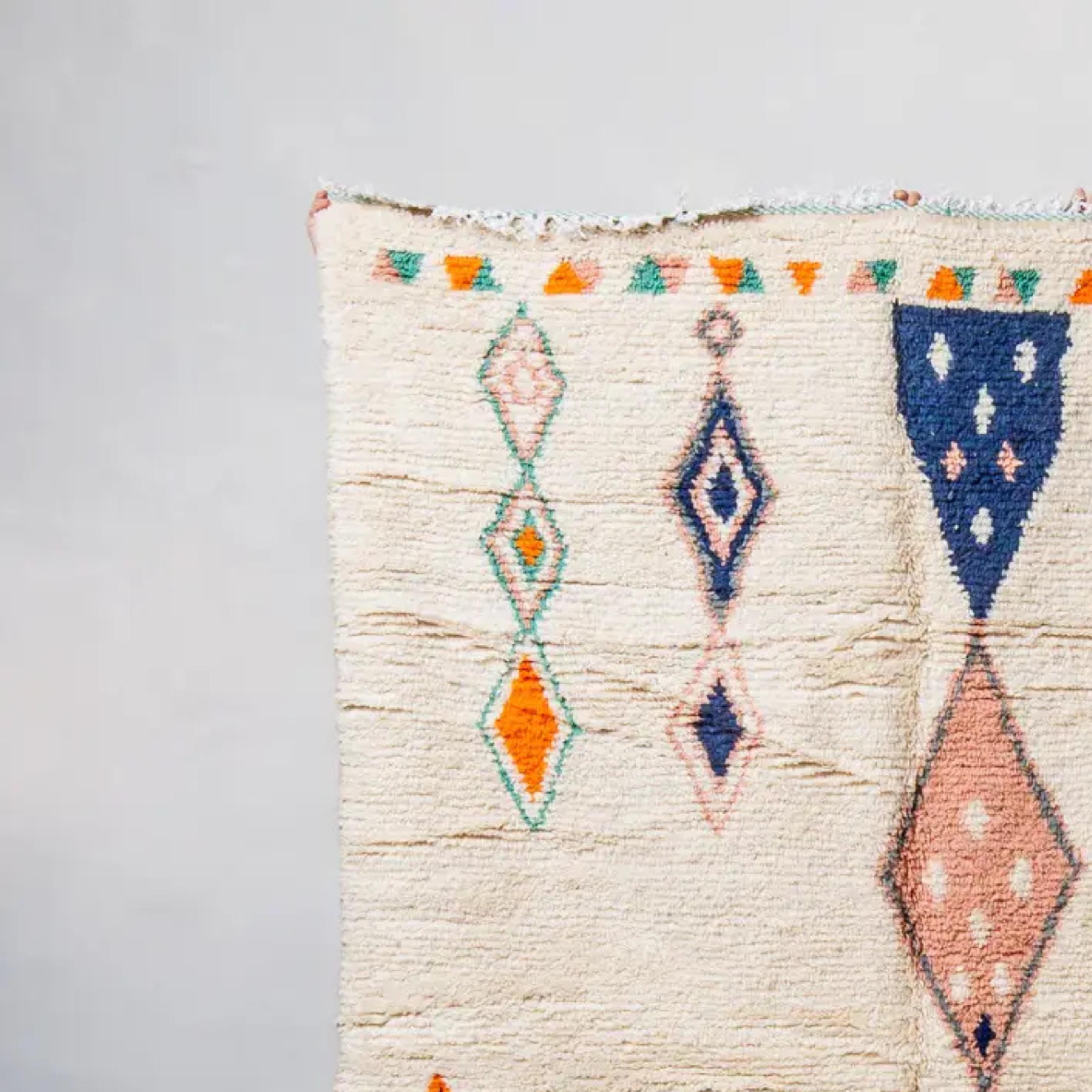 Handmade Orange Berber Wool Rug:  Moroccan Rug