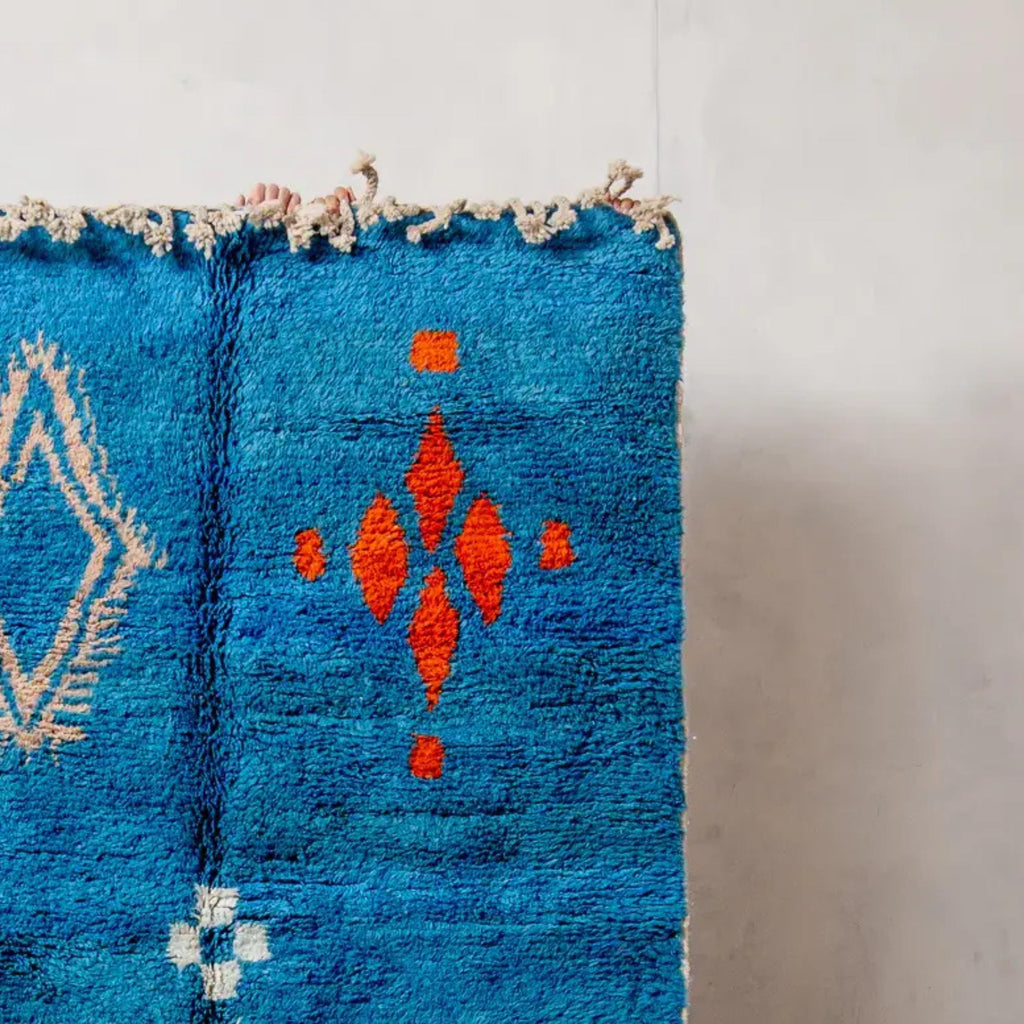 Moroccan rug handmade carpet: Berber Blue Moroccan Decor