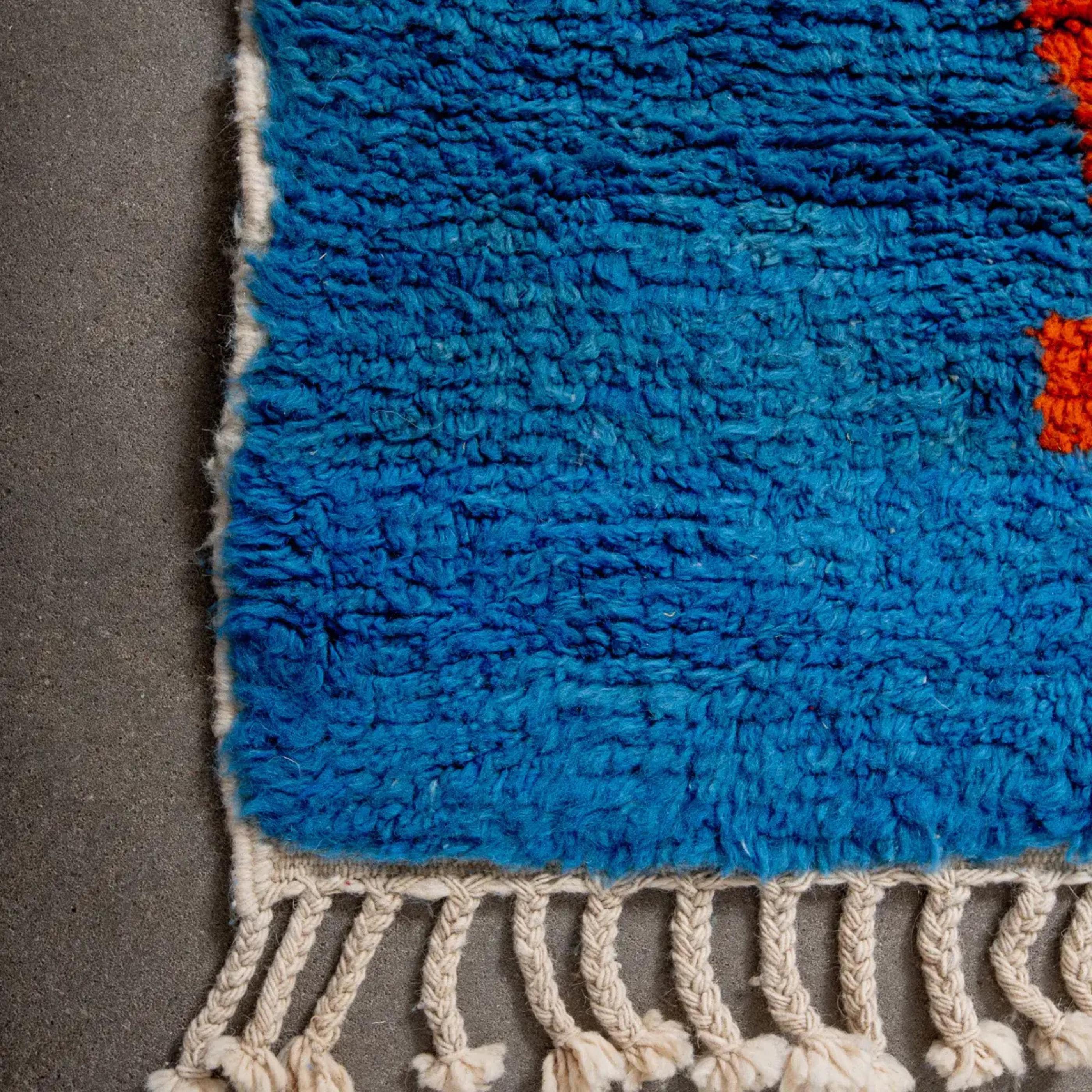 Moroccan rug handmade carpet: Berber Blue Moroccan Decor