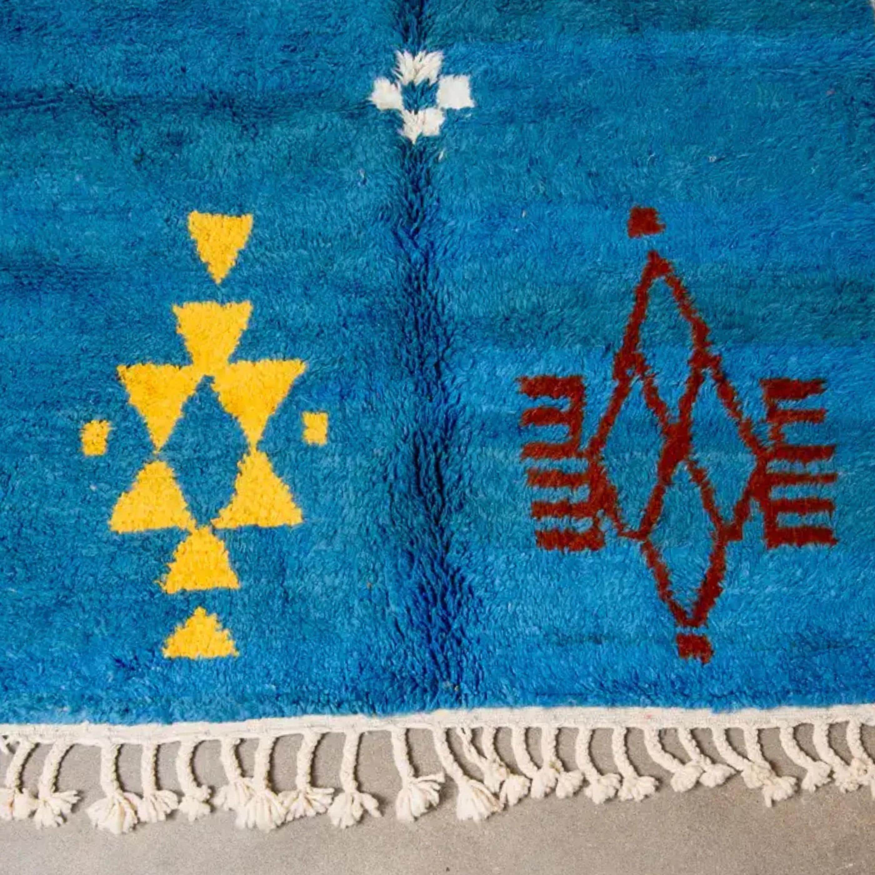 Moroccan rug handmade carpet: Berber Blue Moroccan Decor