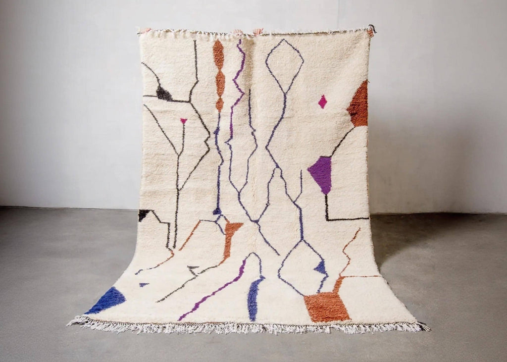 Handmade Beni ourain Moroccan Rug: Creamy Wool Moroccan Style