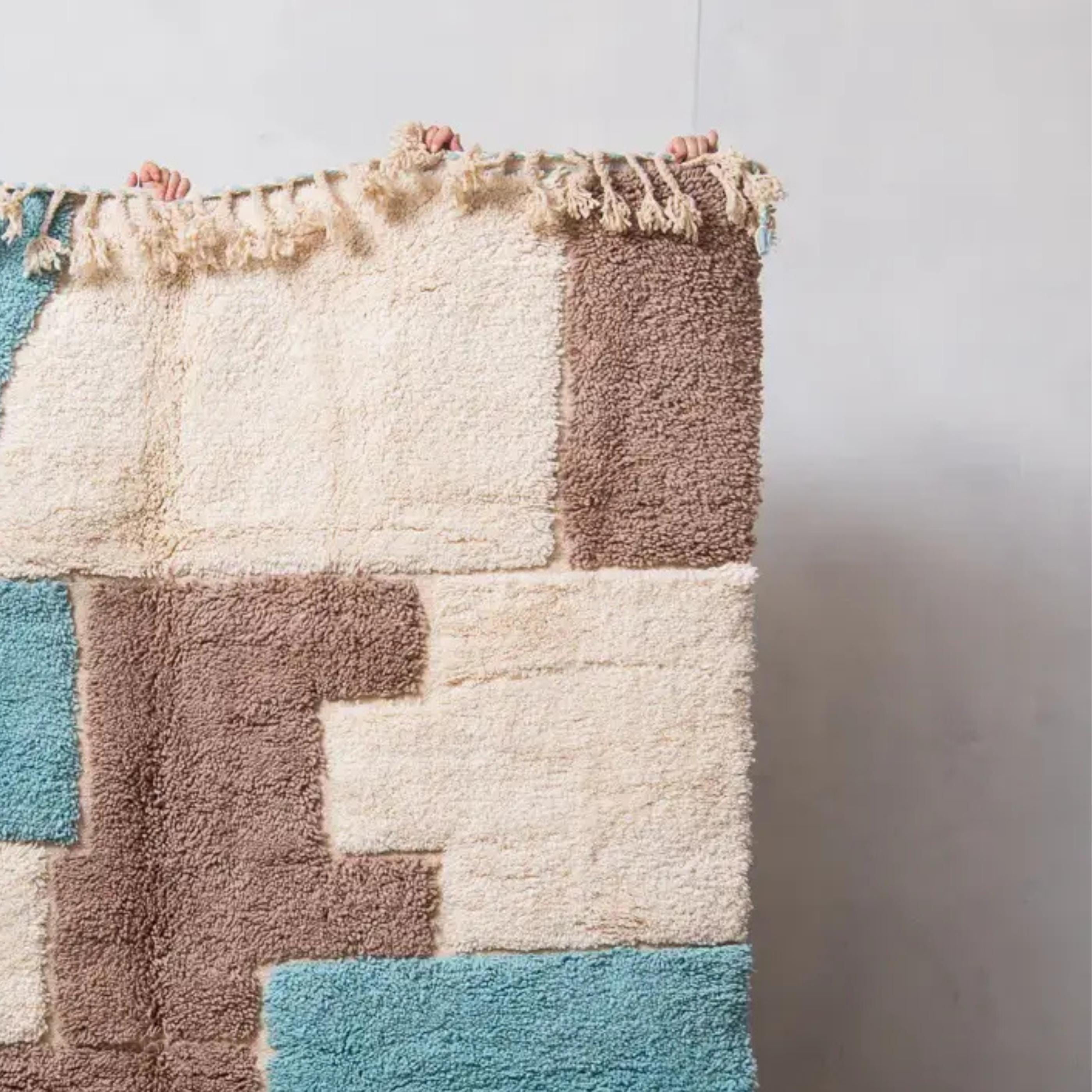 Blue Brown Moroccan Kilim Rug: Authentic Wool Berber Design