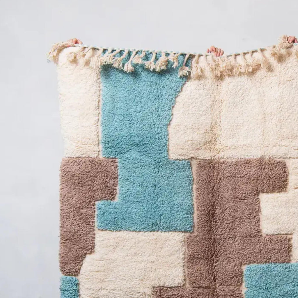 Blue Brown Moroccan Kilim Rug: Authentic Wool Berber Design