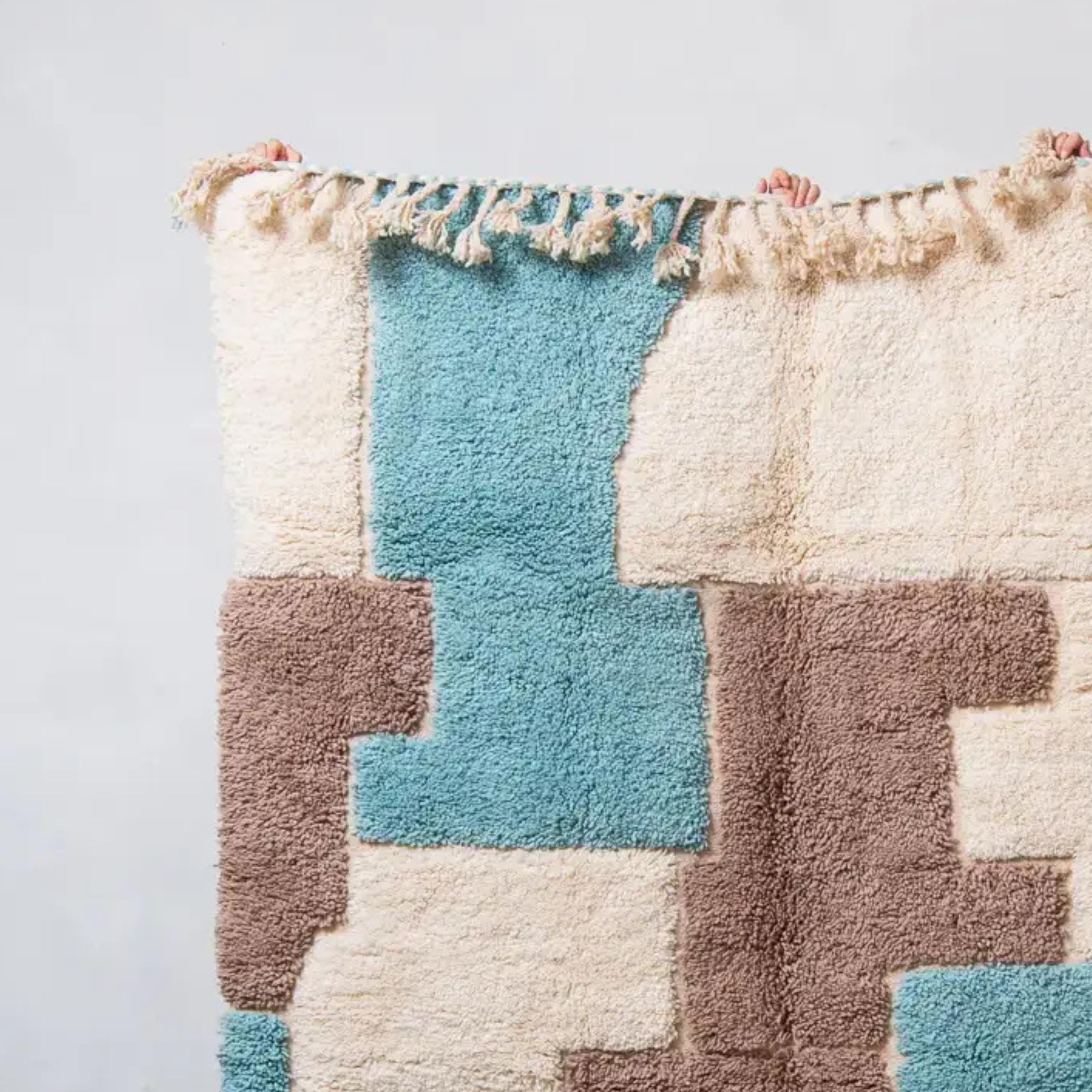 Blue Brown Moroccan Kilim Rug: Authentic Wool Berber Design