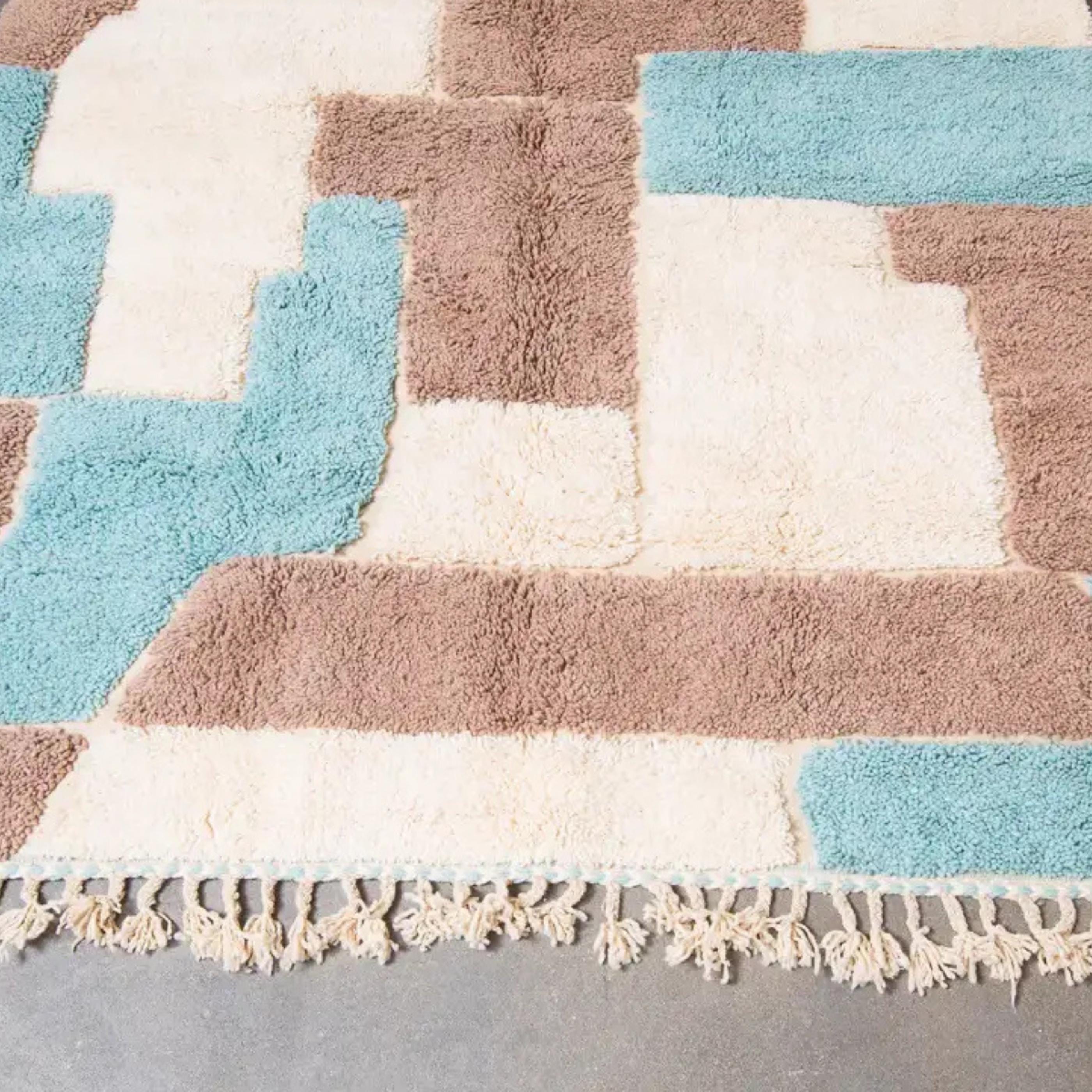 Blue Brown Moroccan Kilim Rug: Authentic Wool Berber Design
